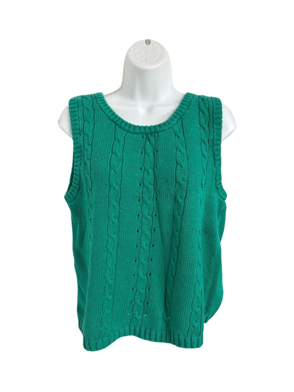 American Weekend Sleeveless Cable-Knit Crewneck Sweater Vest Green Size S